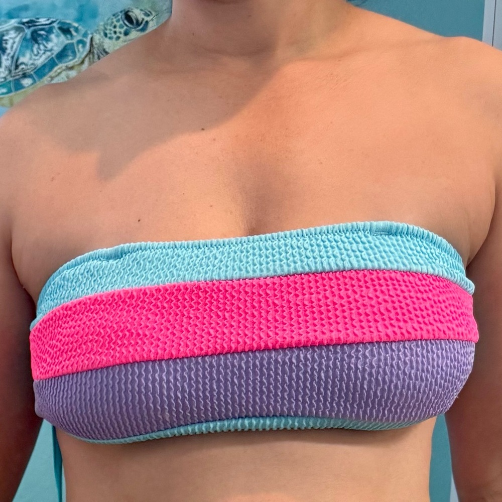 Popvil Color Block Patchwork Bikini Tube Top- NWT